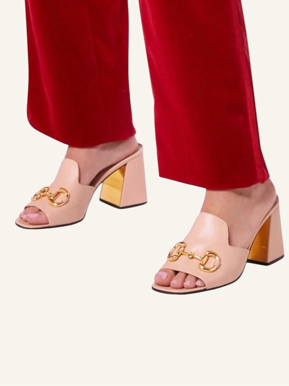 Gucci Horsebit Pink & Gold Leather Open-Toe Block Heel Slide Sandals EU 36 - Picture 7 of 15
